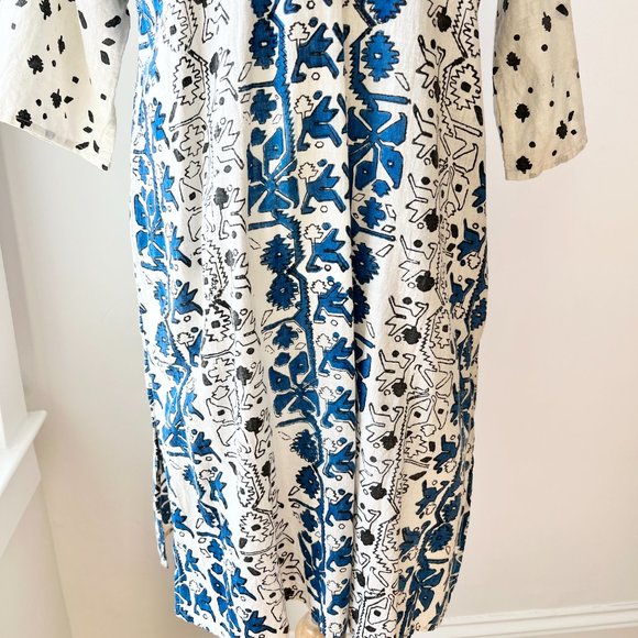 vintage 60s block print kaftan - Picture 3 of 10
